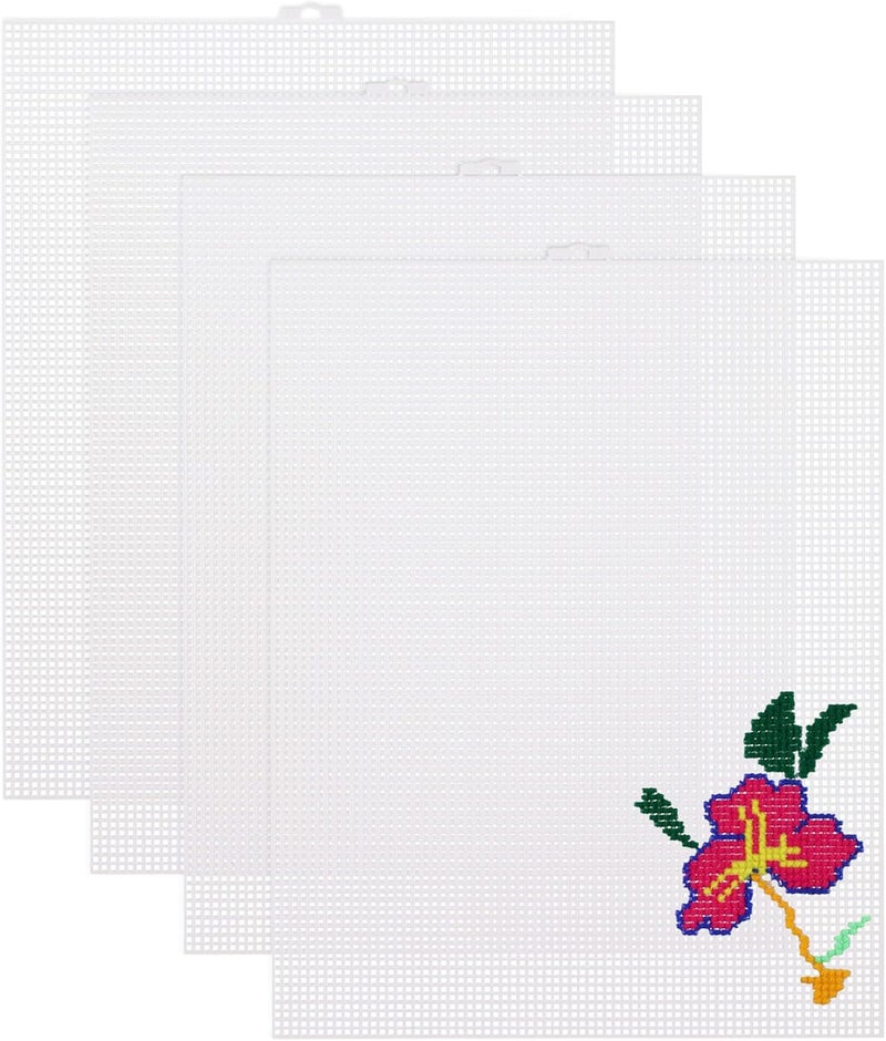 ABEJFIC 4PCS 7 Count Plastic Mesh Canvas Sheets, 10.23 x 13 Inch Plastic Mesh Sheet, Eye Mesh for Embroidery, Acrylic Yarn Crafting, Knit Crochet Projects, Therian Mask and Aquarium Dividers - Image 1